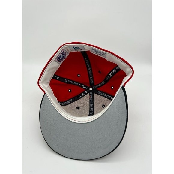 VTG New Era Hat Adult 7 5/8‎ Red Lancing Lugnuts MiLB Wool Baseball Cap Mens NEW - Picture 4 of 6